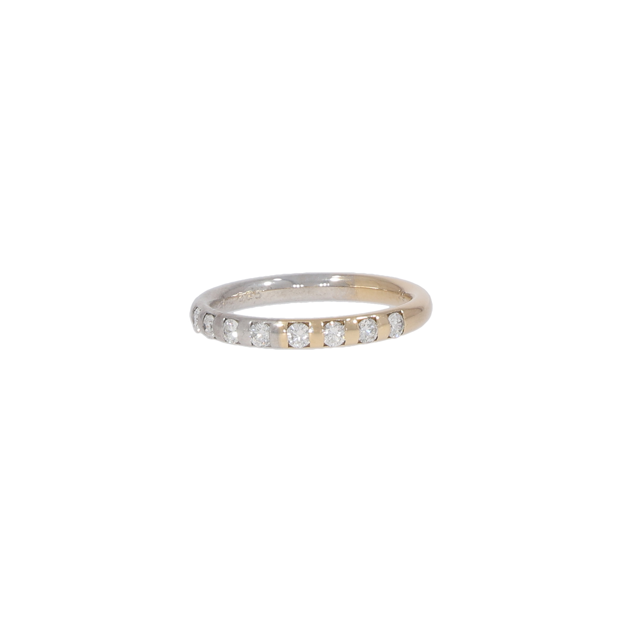 Ring halb Weißgold halb Gelbgold 585 / 14K mit 0,24ct Diamanten