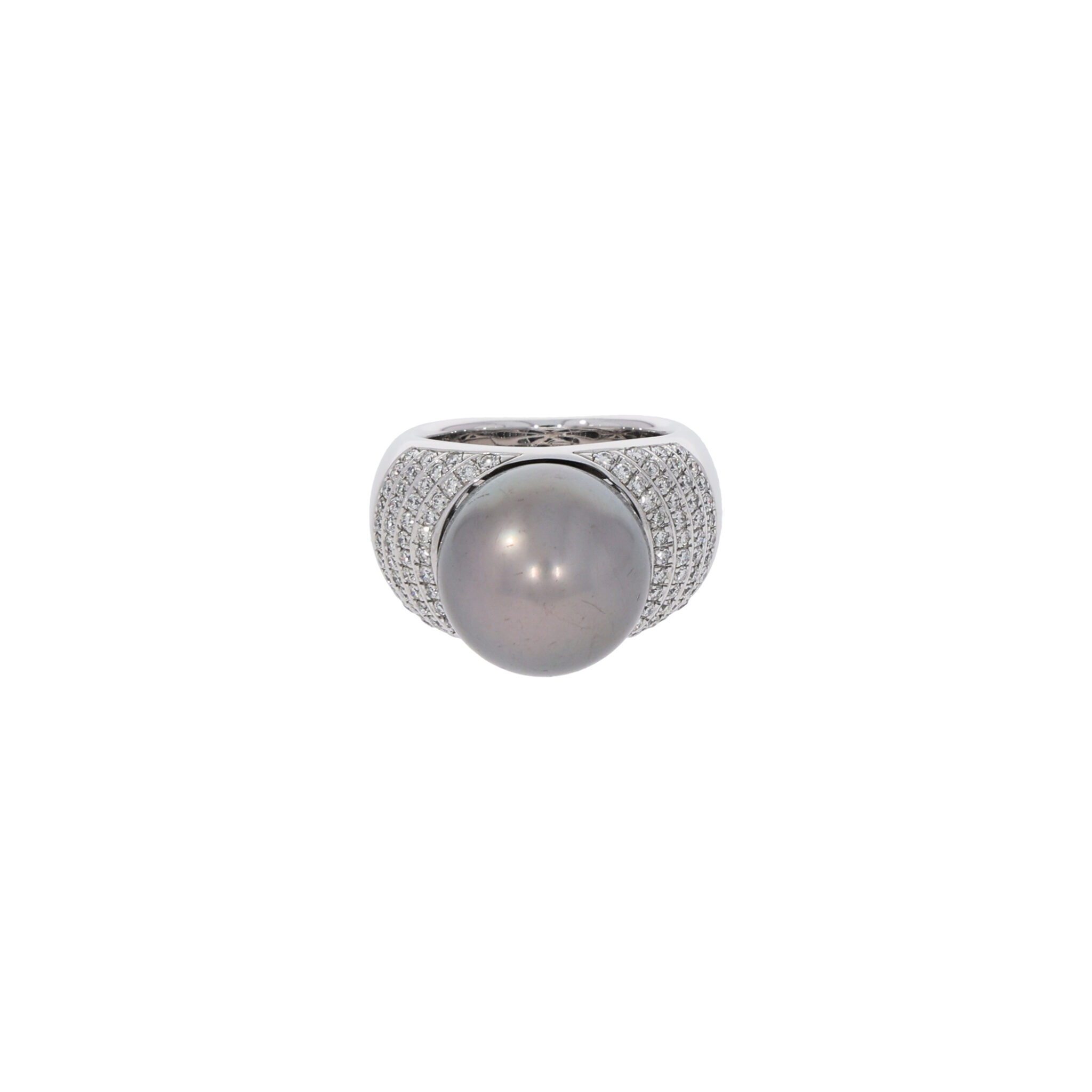 Tahiti Perlen Ring Gr.48,5 Weißgold 750 / 18K mit ca. 0,85ct Diamanten