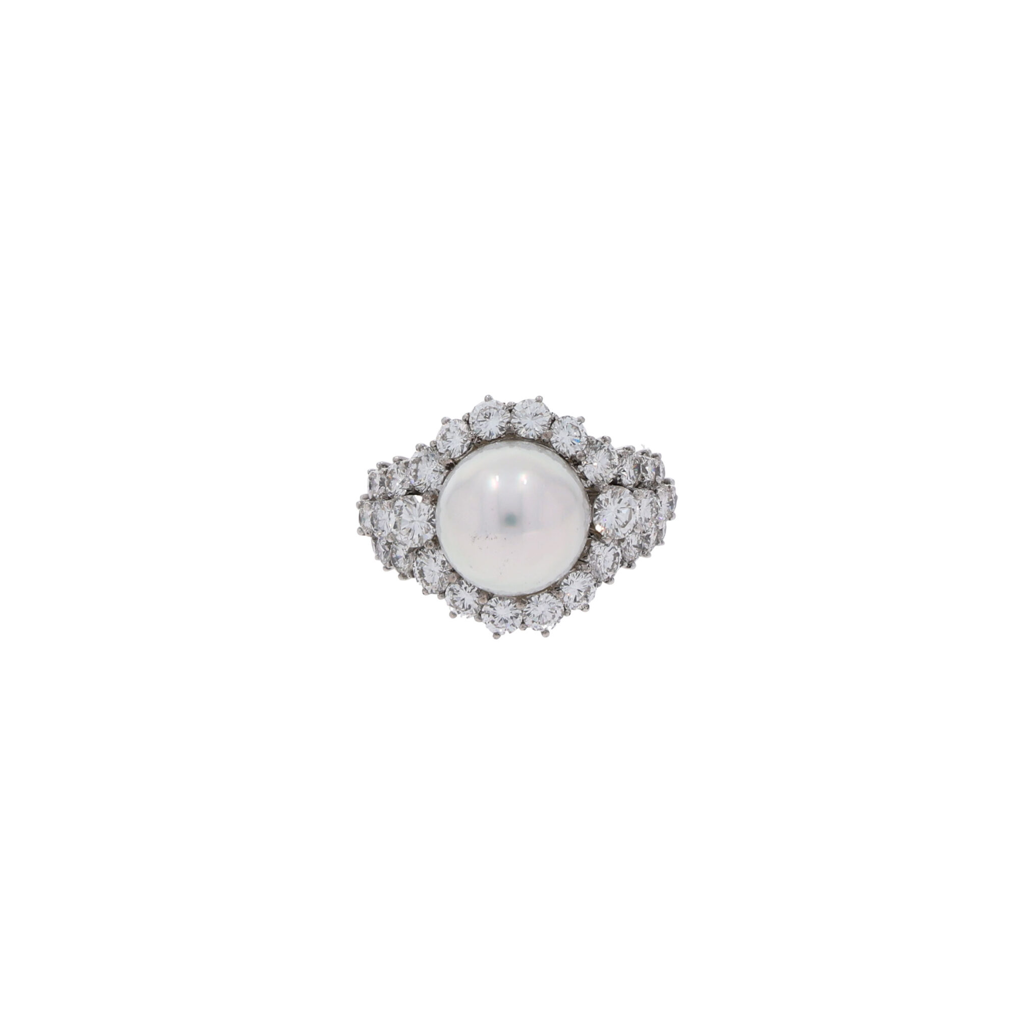 Ring Gr. 57 Weißgold 750 / 18K mit Tahiti Zuchtperle und ca. 2,50 ct Diamanten