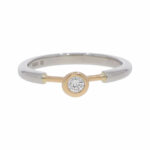 Solitärring Gr.54 Platin 950 Gelbgold 750 mit 0,1ct Diamant Vorschau