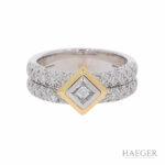 Princess Cut Ring Gr.55,5 Gelb,- Weißgold 750 / 18K mit ins. 0,87ct Diamanten Vorschau
