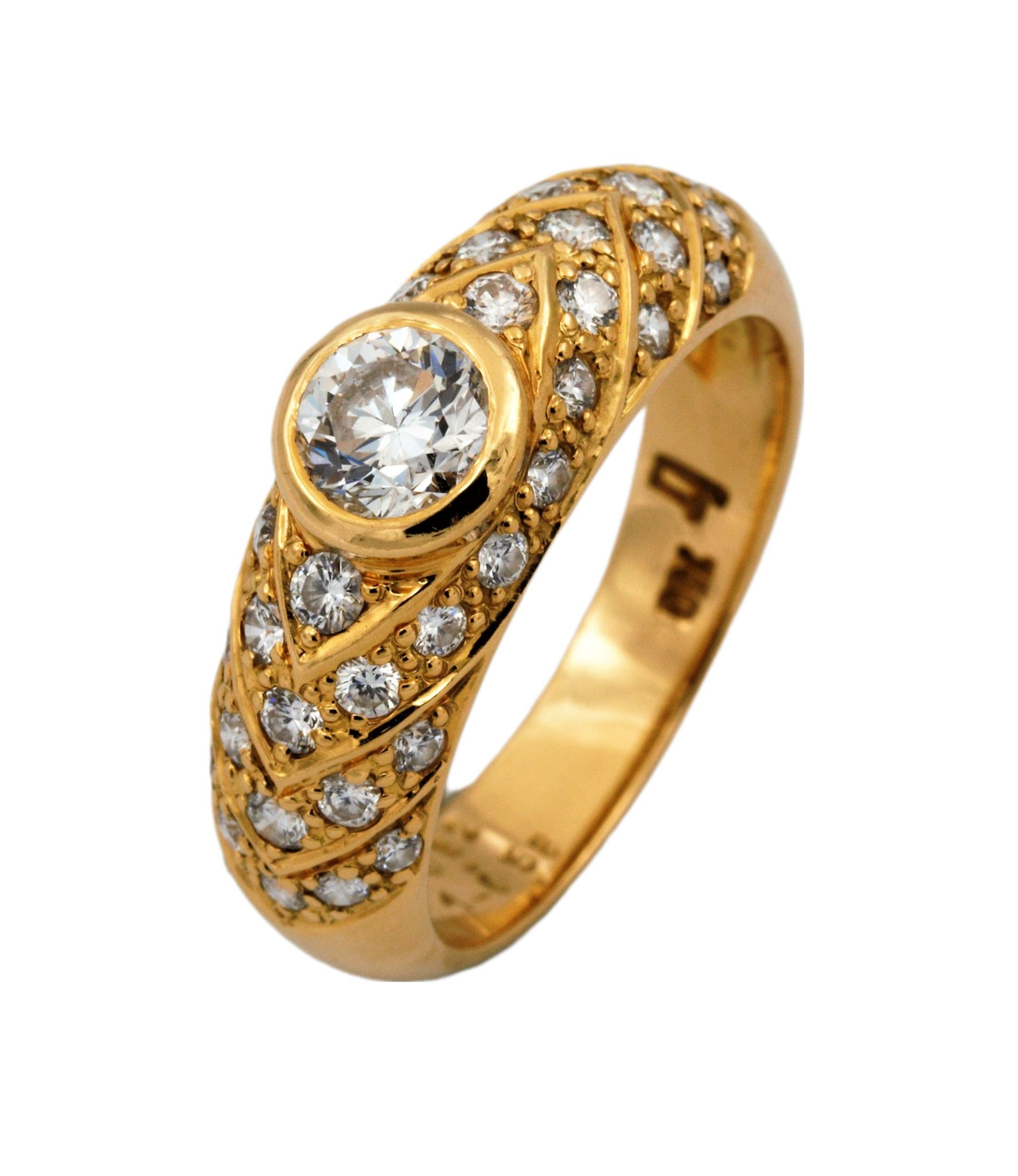 Cocktail Ring Gr.54 ca. 1,2 ct Diamanten Gelbgold 750/ 18K - Bild 3