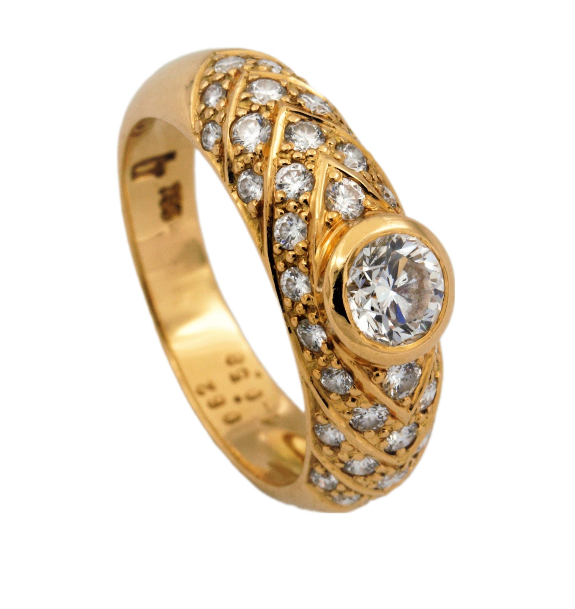 Cocktail Ring Gr.54 ca. 1,2 ct Diamanten Gelbgold 750/ 18K - Bild 10