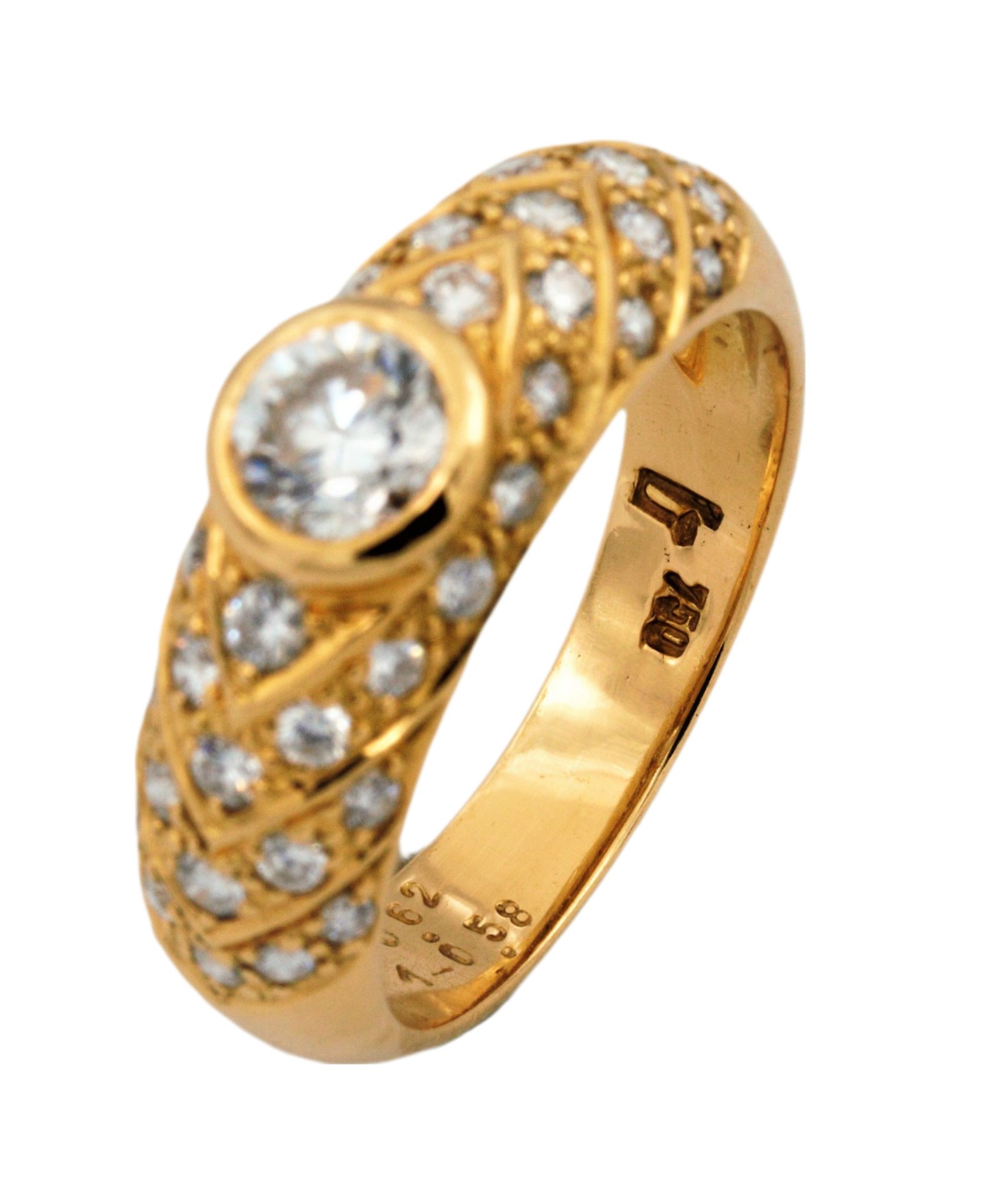 Cocktail Ring Gr.54 ca. 1,2 ct Diamanten Gelbgold 750/ 18K - Bild 11