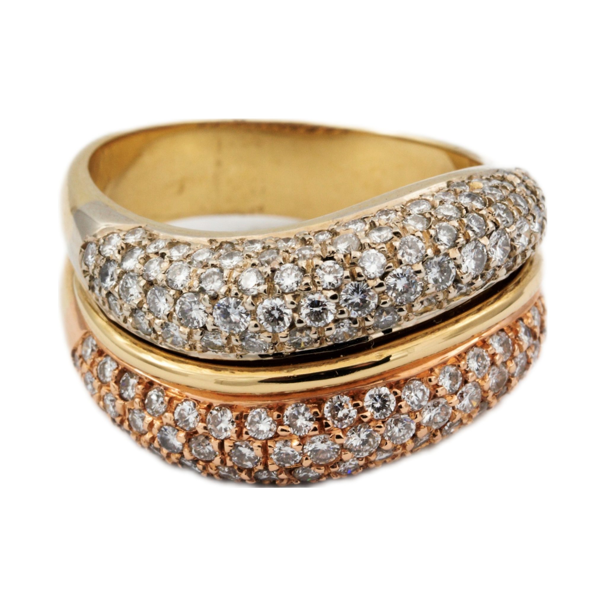 Cocktail Ring Gr.56 ca.1,7ct Diamanten Bicolor 750/ 18K