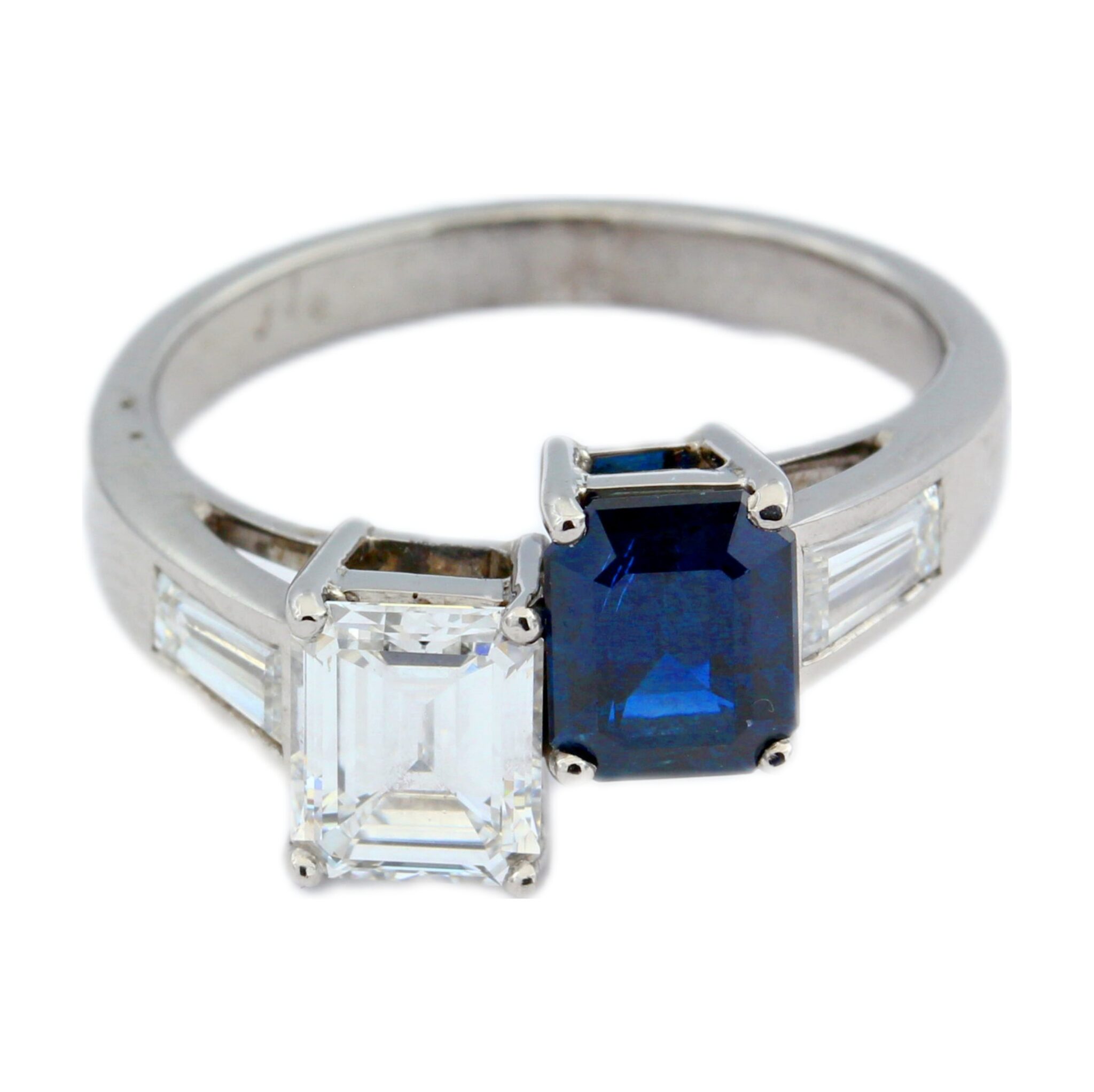 „Toi et Moi“ Saphir Ring Gr.54 ca. 1,52ct Diamanten Weißgold 750/ 18K