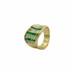Ring Gr. 61 Gelbgold 750 / 18K mit Diamanten und Smaragden - Bild 5 Vorschau