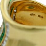 Ring Gr. 61 Gelbgold 750 / 18K mit Diamanten und Smaragden - Bild 7 Vorschau