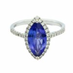 Tansanit „Halo“ Diamant Ring Weißgold 750 / 18K - Bild 2 Vorschau