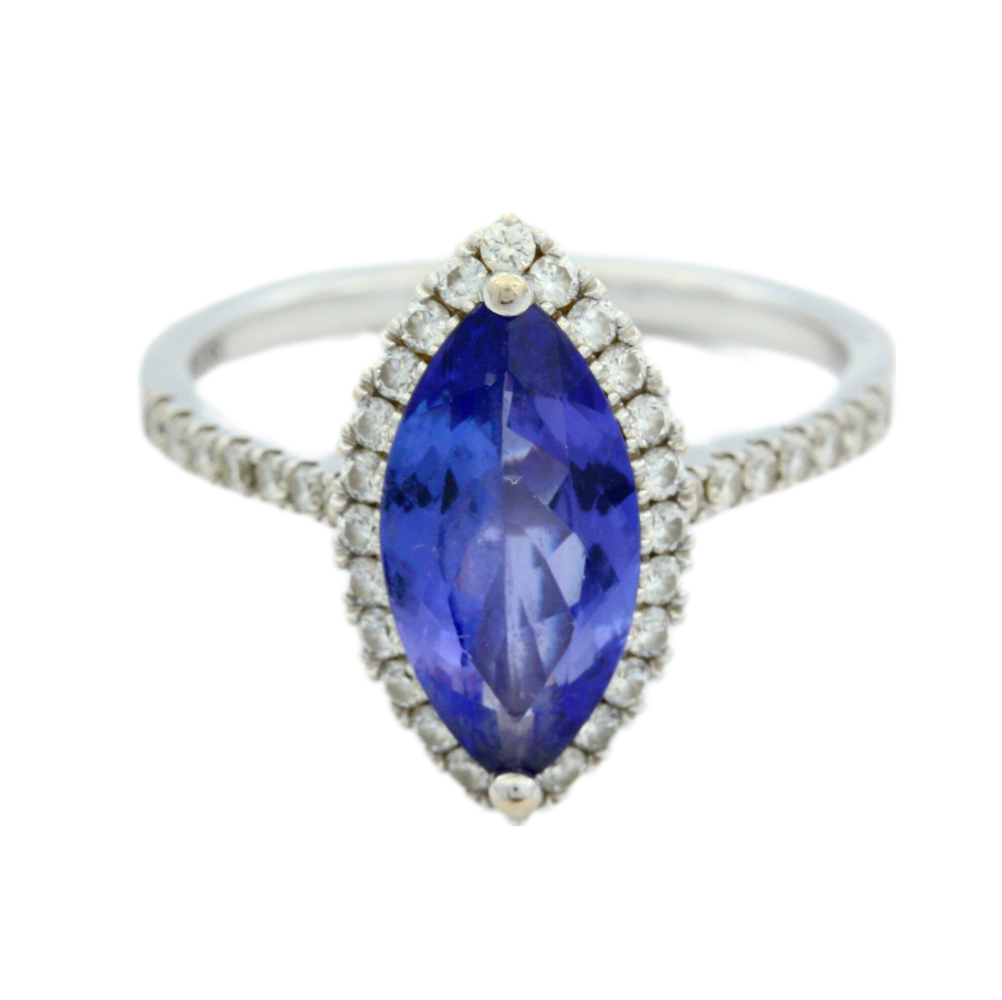 Tansanit „Halo“ Diamant Ring Weißgold 750 / 18K - Bild 2