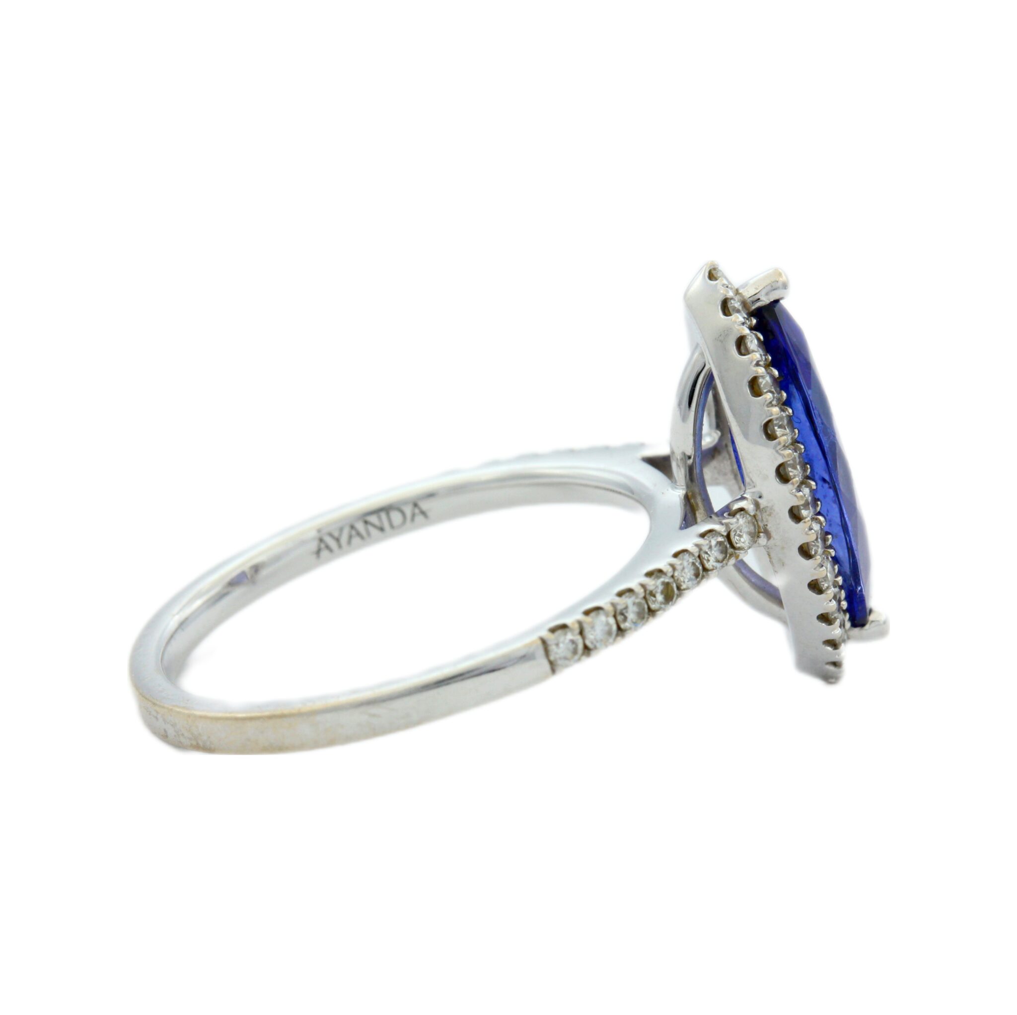 Tansanit „Halo“ Diamant Ring Weißgold 750 / 18K - Bild 3