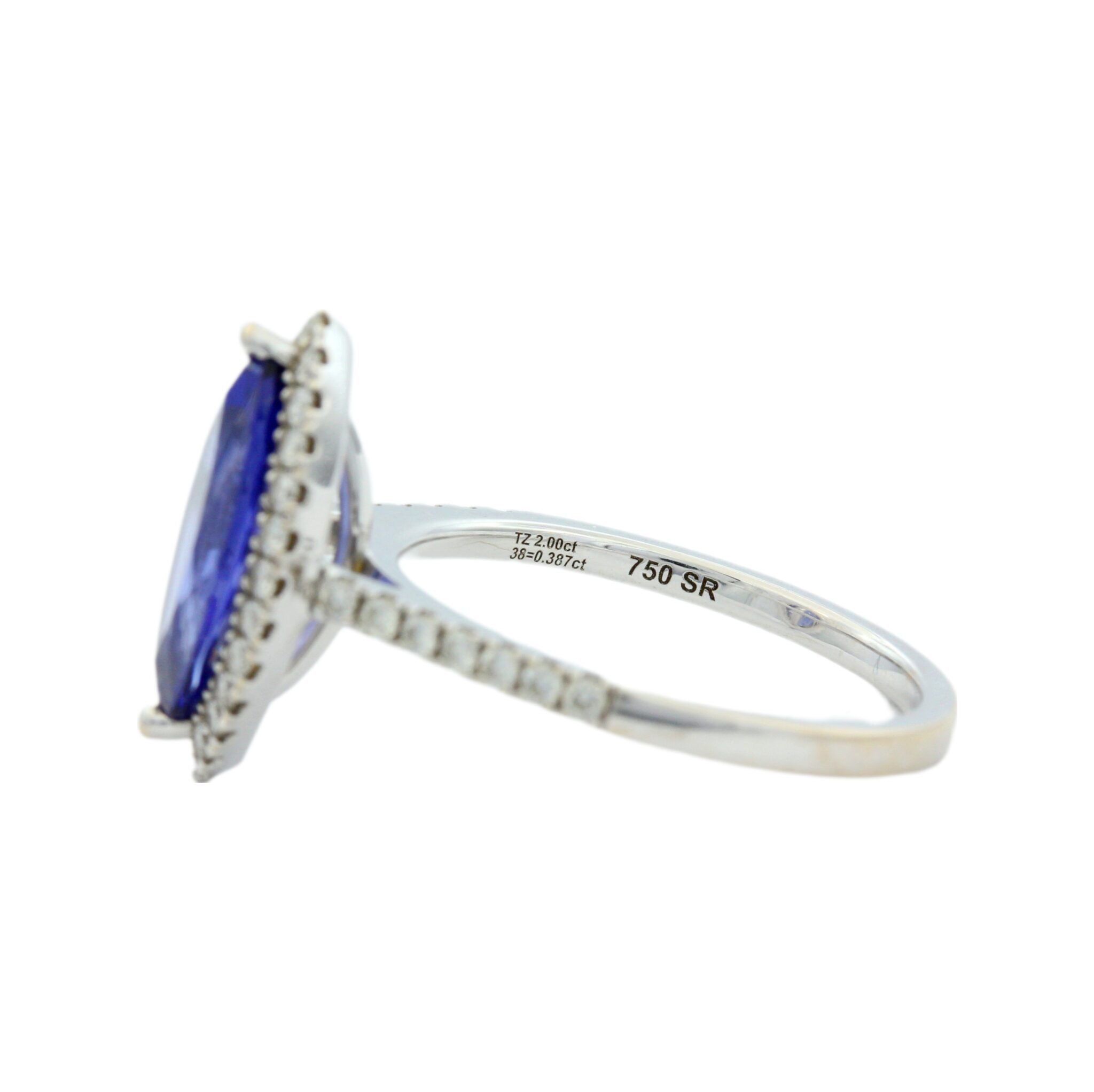 Tansanit „Halo“ Diamant Ring Weißgold 750 / 18K - Bild 5