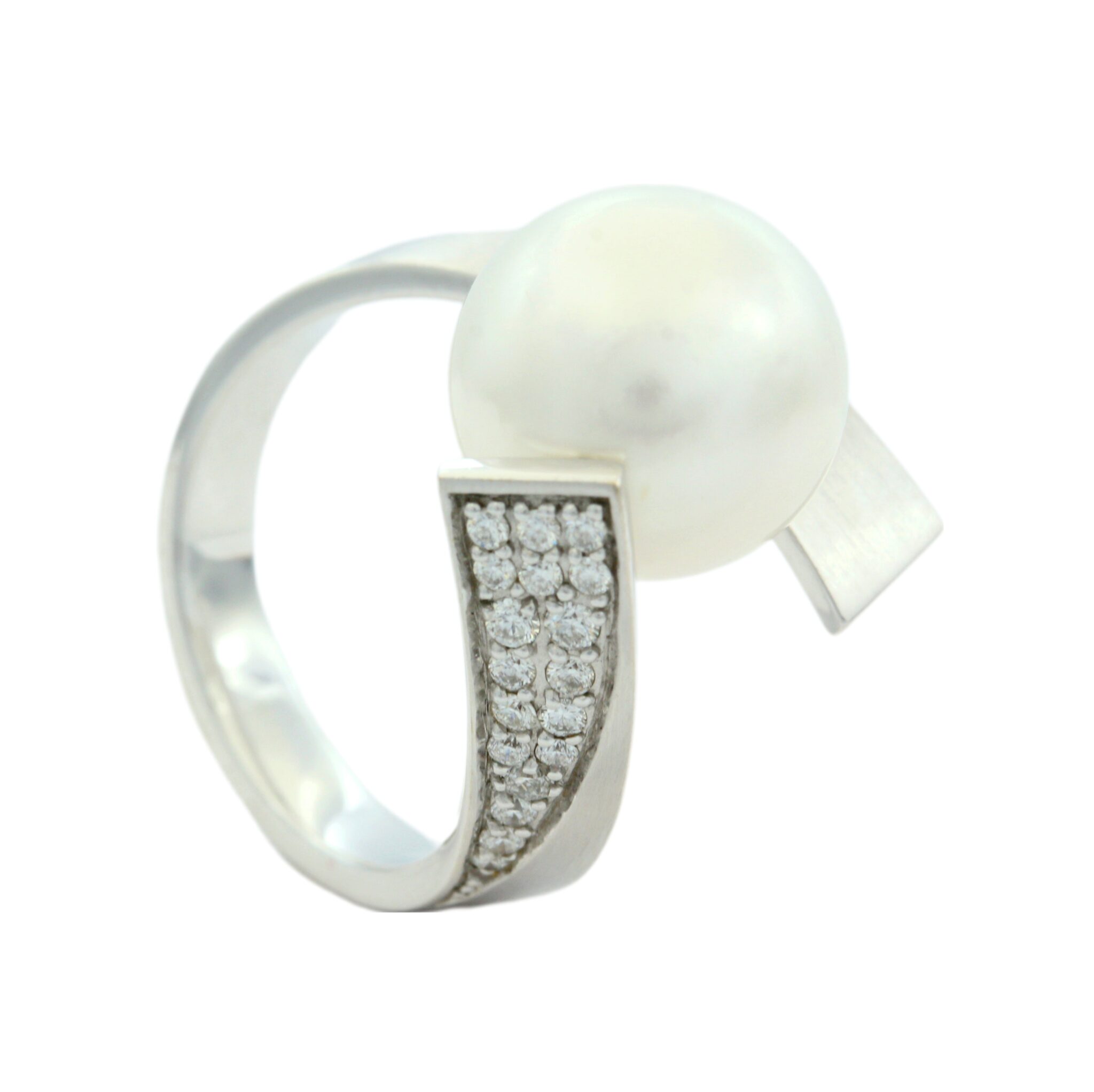 South Sea Perlen Ring Weißgold 750 / 18K mit ca. 0,23ct Diamanten - Bild 2