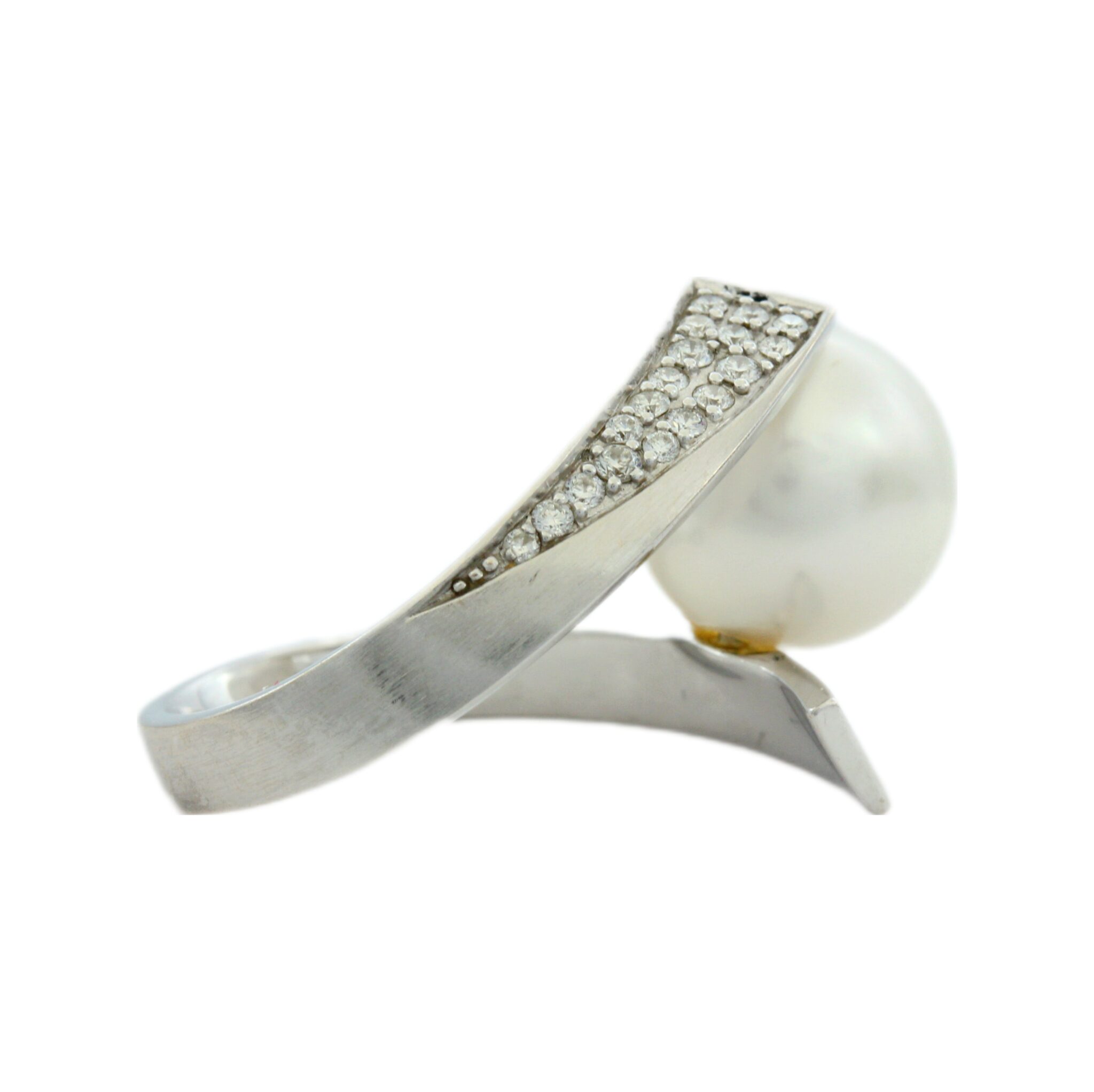 South Sea Perlen Ring Weißgold 750 / 18K mit ca. 0,23ct Diamanten - Bild 3