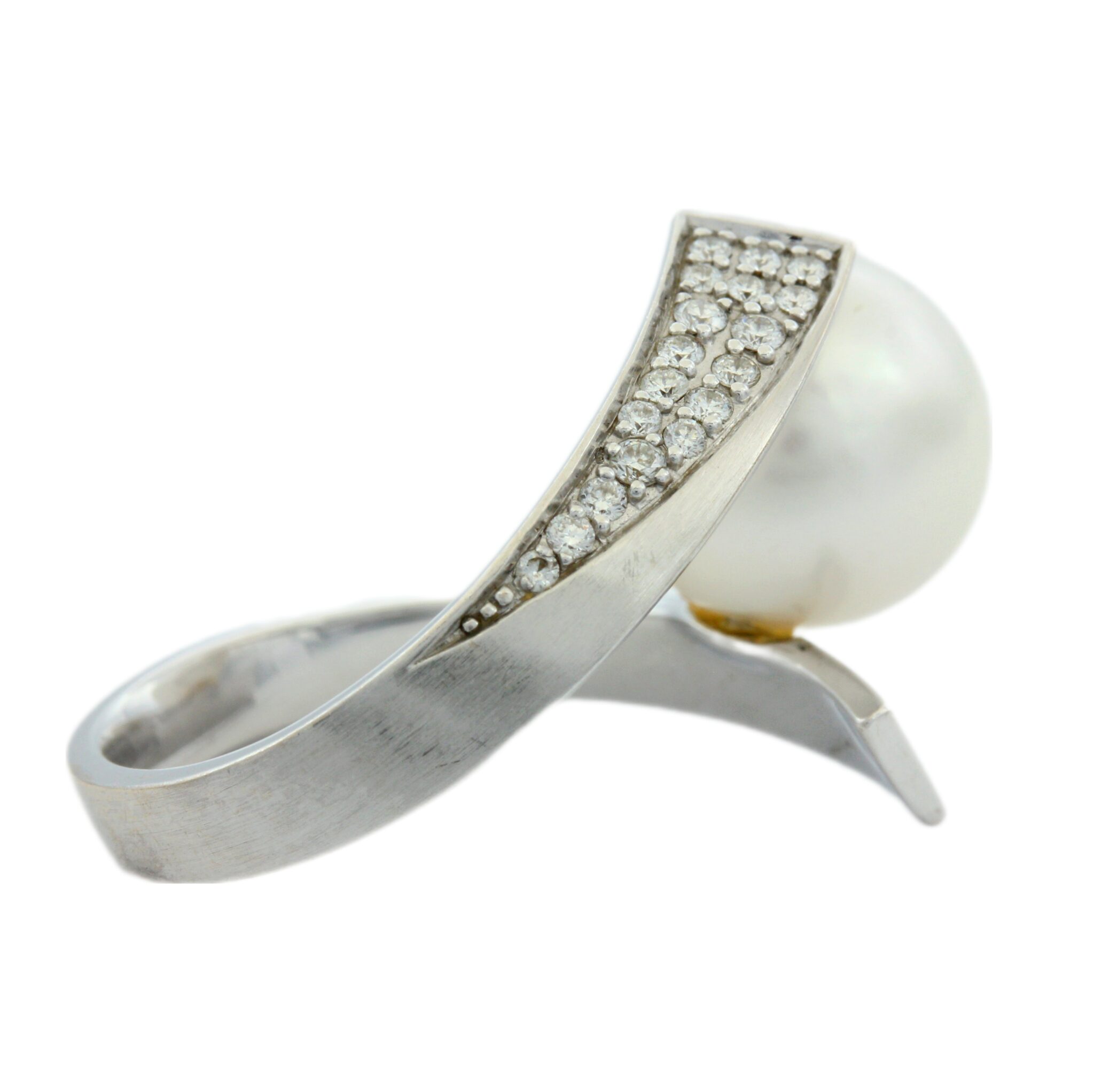 South Sea Perlen Ring Weißgold 750 / 18K mit ca. 0,23ct Diamanten - Bild 5
