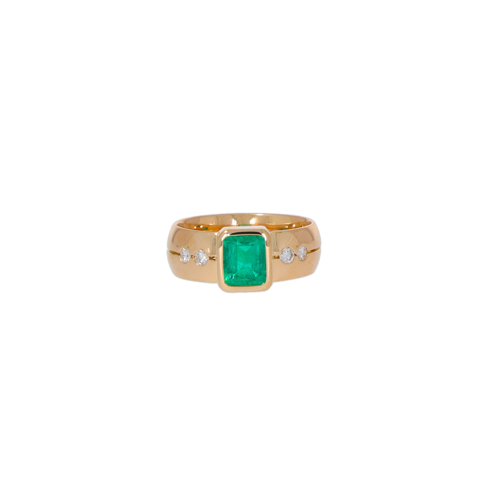 Smaragd Ring Gr. 56,5 Gelbgold 750 / 18K mit 0,2ct Diamanten