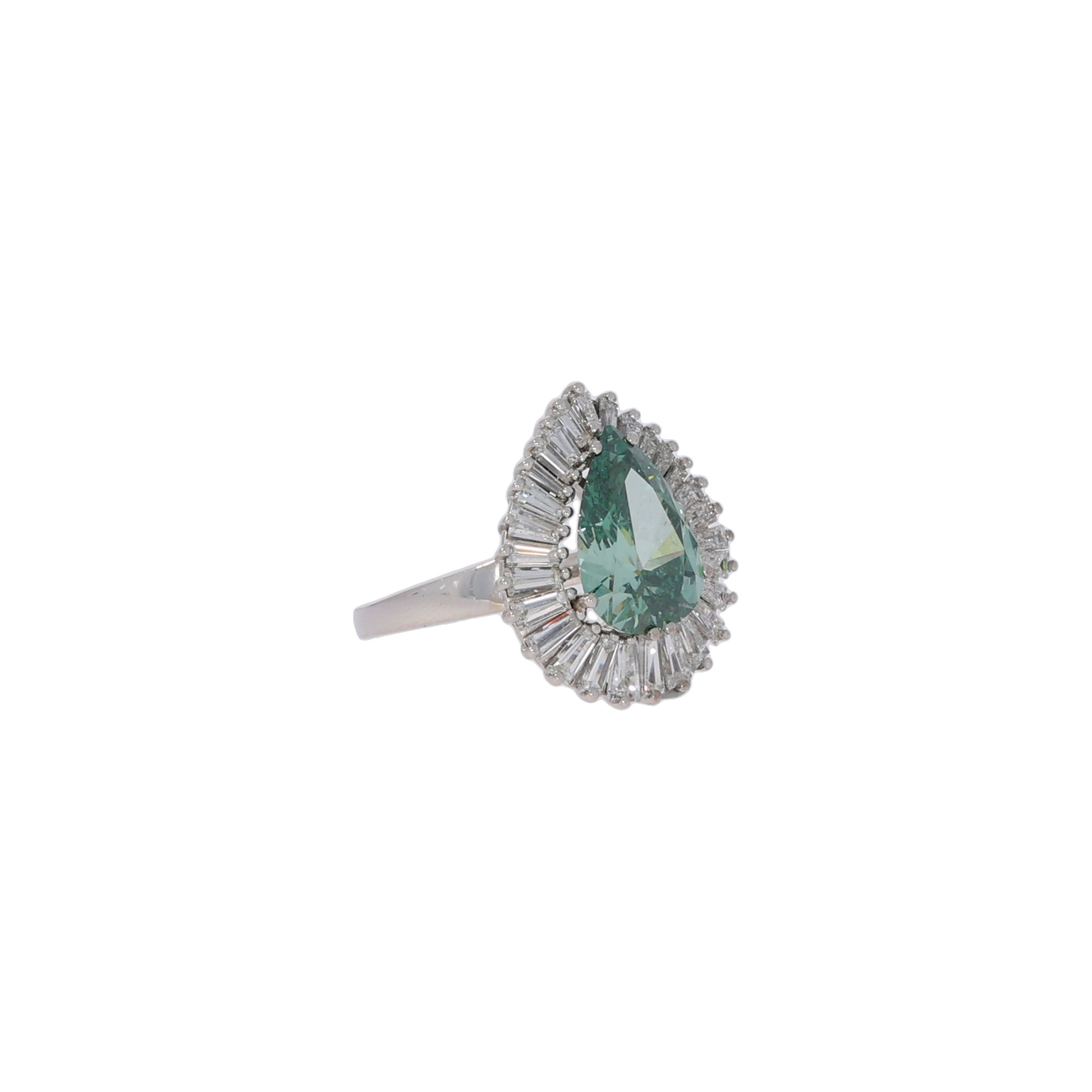 Grüner Diamant Tropfen Ring Gr.55 750 / 18K HRD / GIA Zertifikat - Bild 2