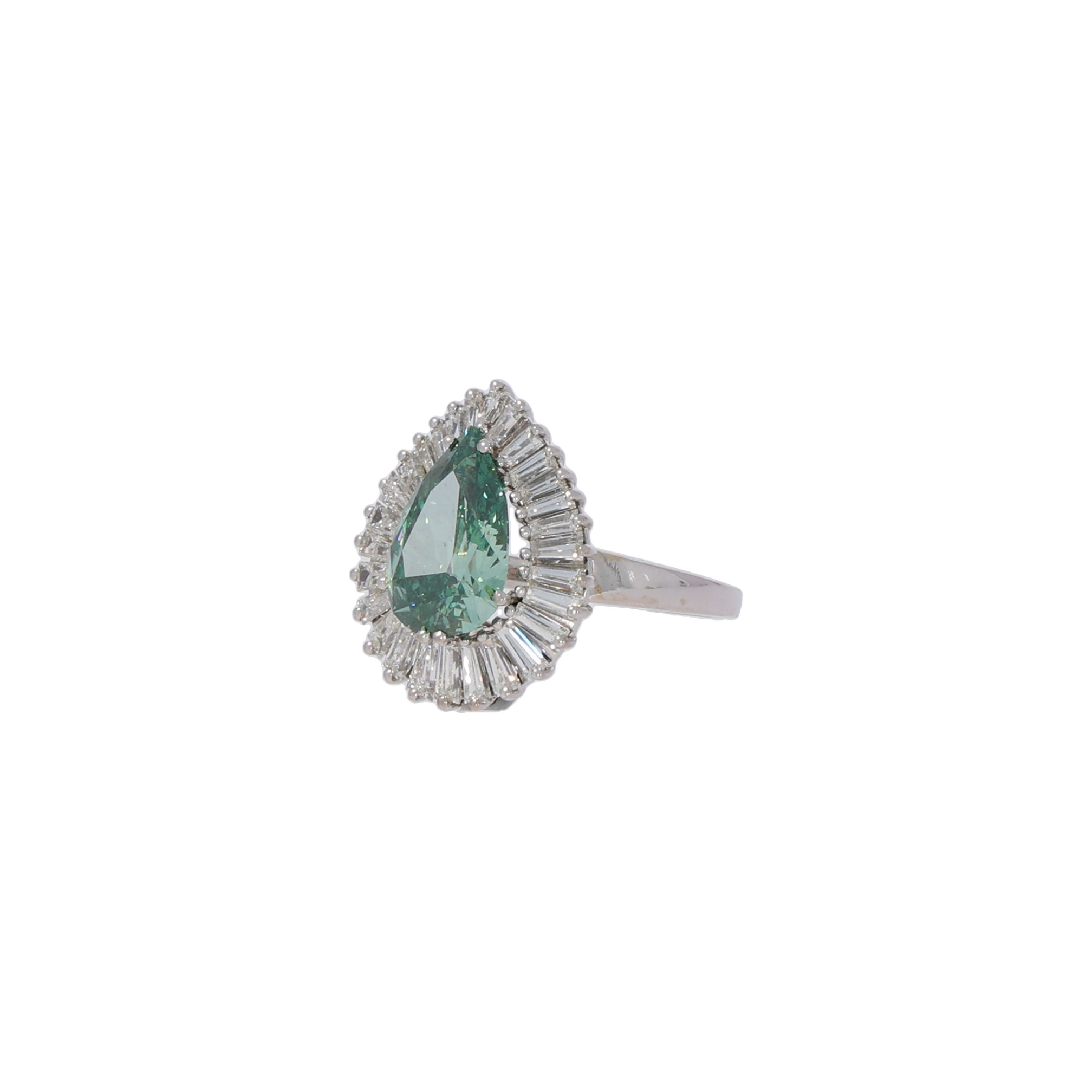 Grüner Diamant Tropfen Ring Gr.55 750 / 18K HRD / GIA Zertifikat - Bild 3