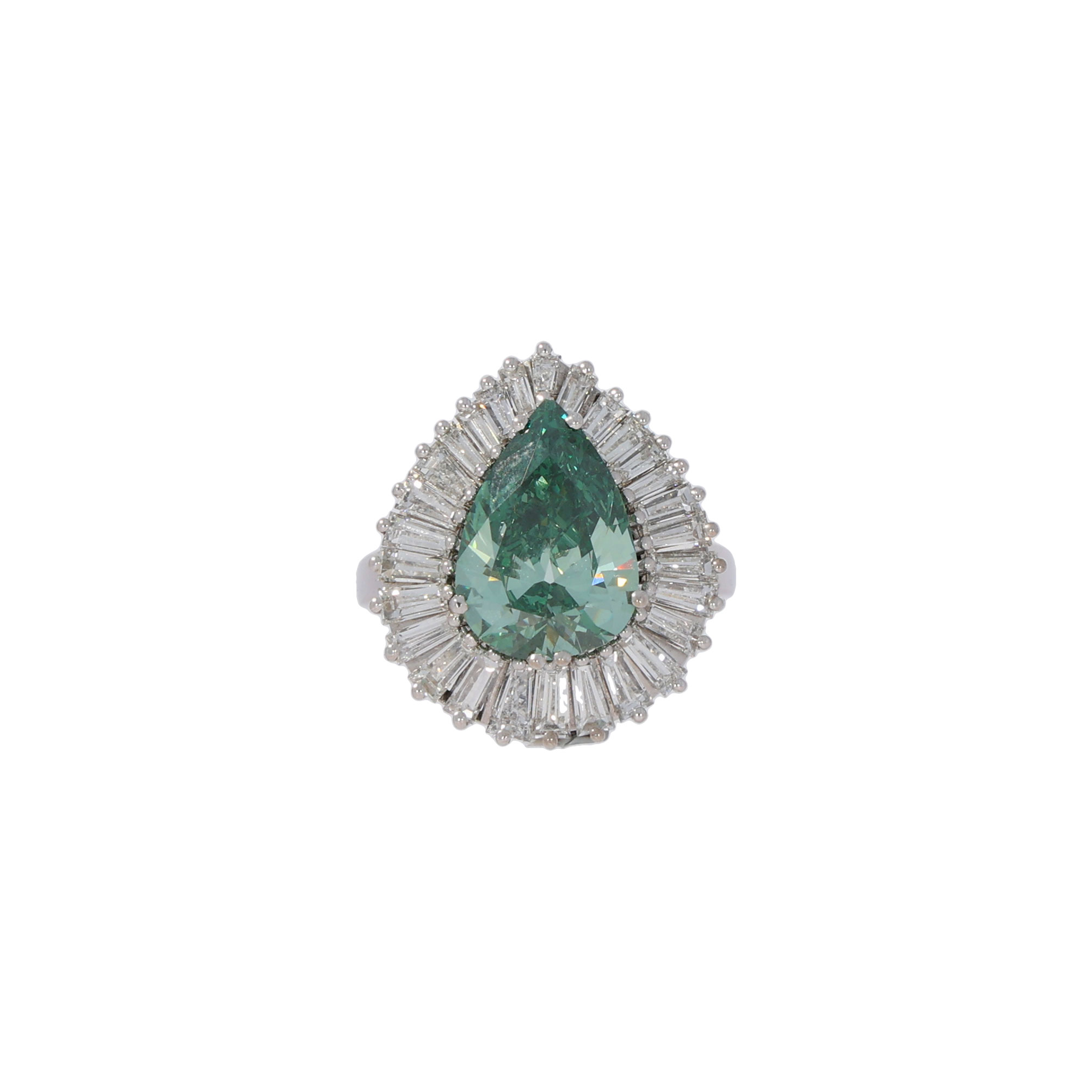 Grüner Diamant Tropfen Ring Gr.55 750 / 18K HRD / GIA Zertifikat - Bild 5