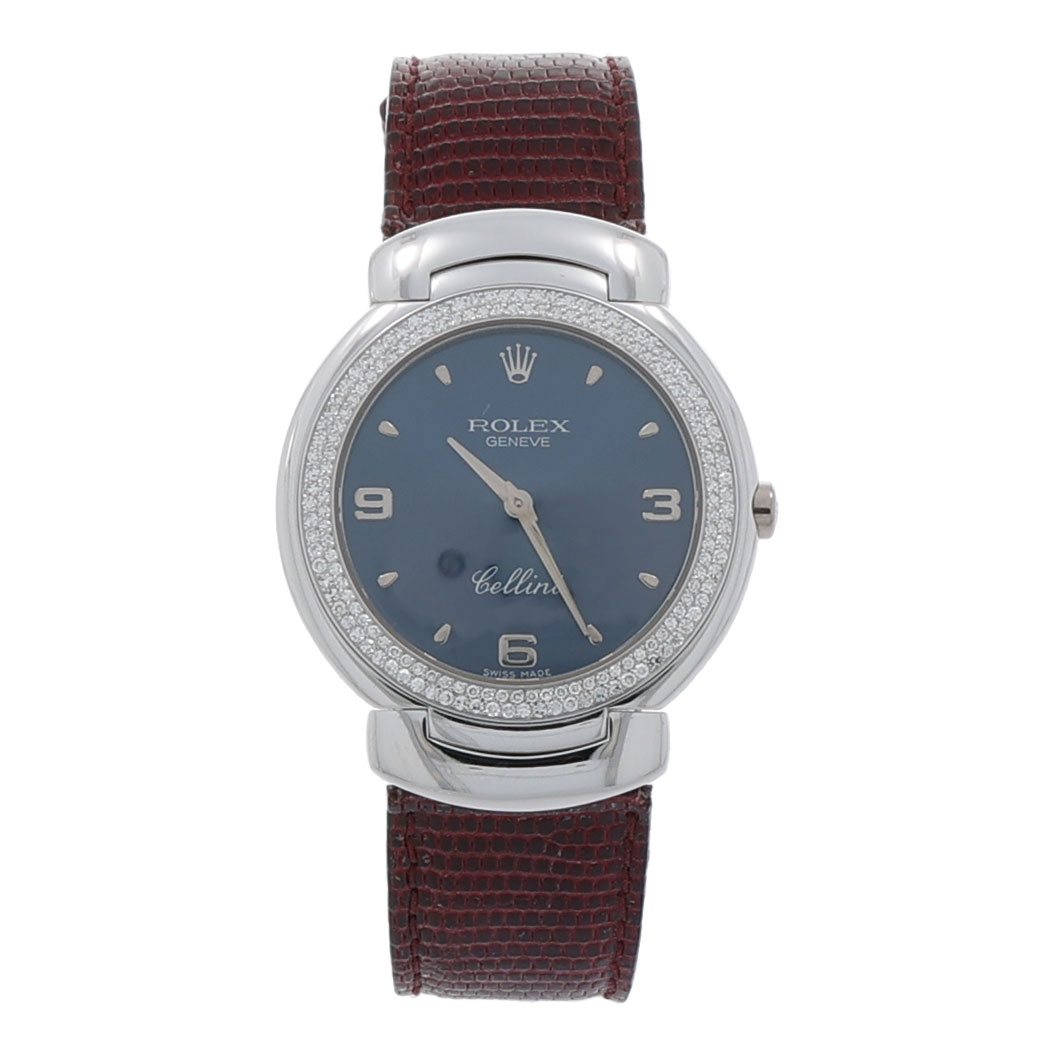 Rolex Cellini in 750er Weissgold mit Lederband