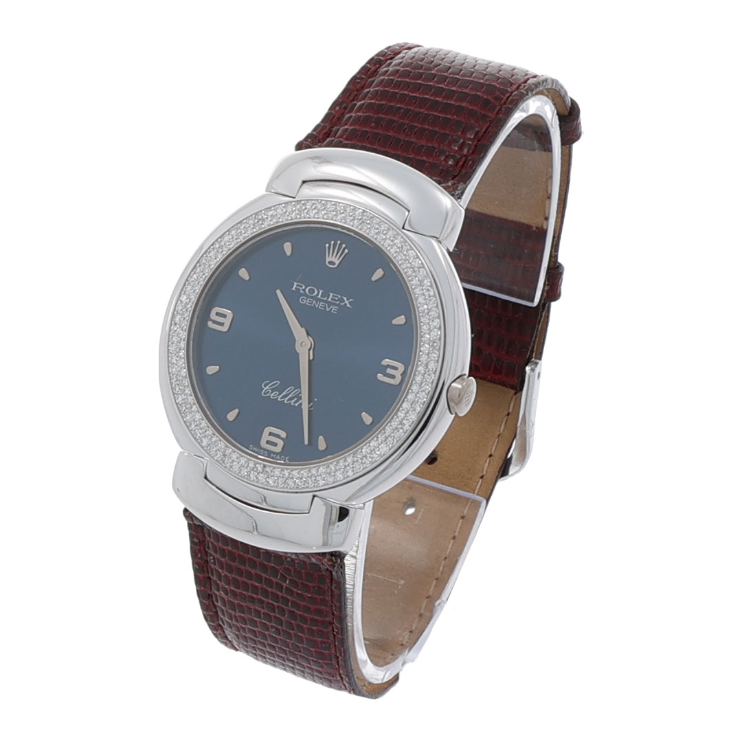 Rolex Cellini in 750er Weissgold mit Lederband