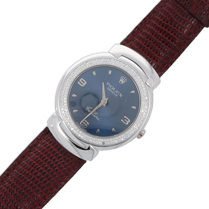 Rolex Cellini in 750er Weissgold mit Lederband