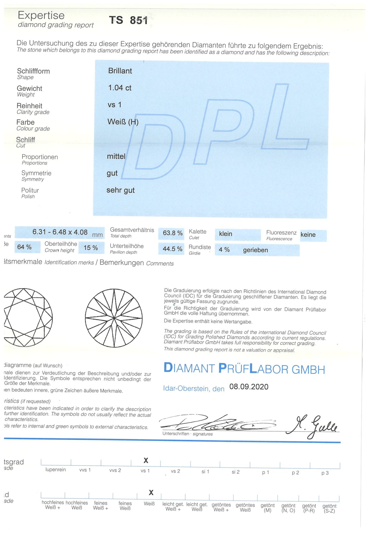 Solitärring Gr. 54,5 1,04 ct Diamant Weißgold 750/ 18K DPL Zertifikat - Bild 8