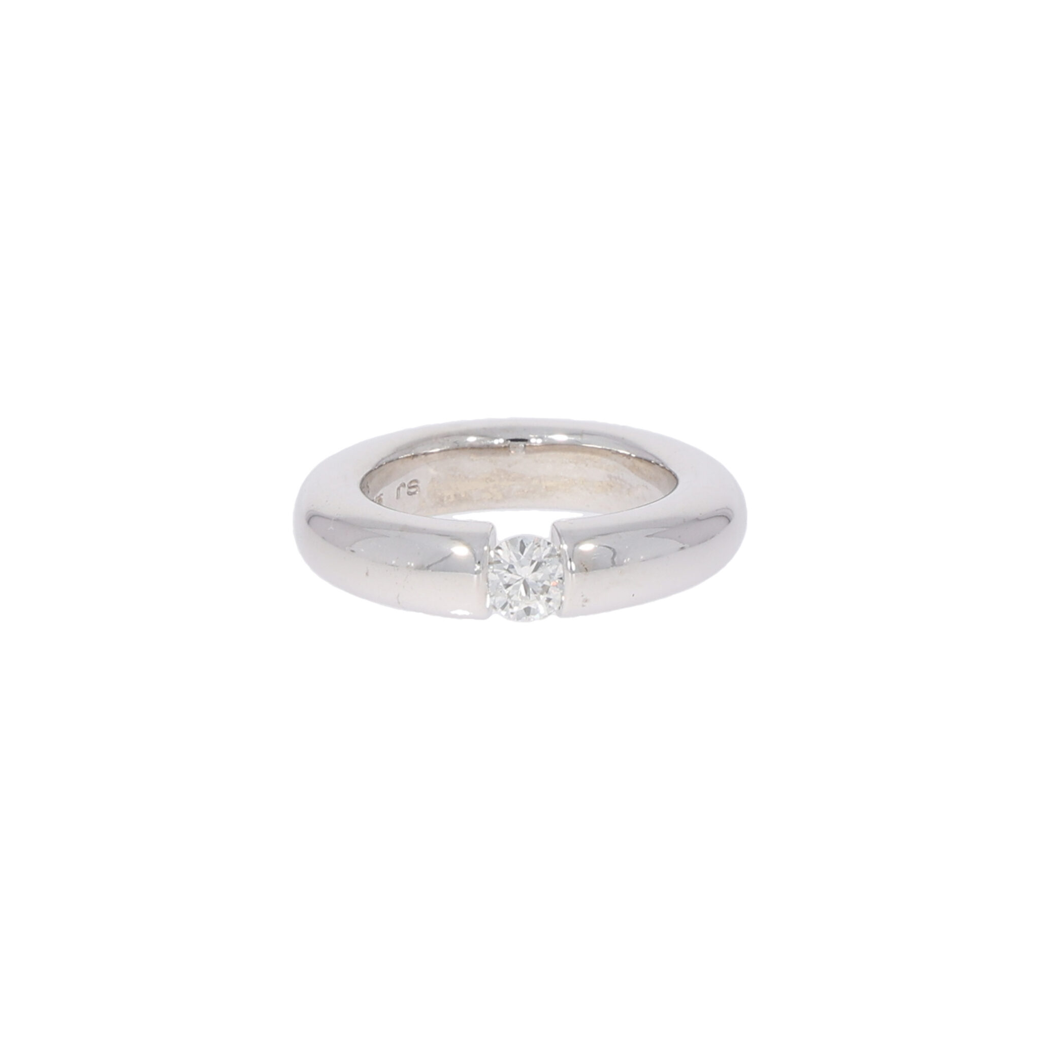 Massiver Spannring Weißgold 585 / 14K mit ca. 0,45ct Diamant