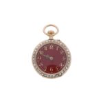 unbekannt Anhängeruhr/Taschenuhr rotes Emaille Gold 18K ca. 1900 RARE überholt Vorschau