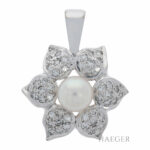 Anhänger in floraler Form Weißgold 750 / 18K mit ca. 1,2ct Diamanten Vorschau
