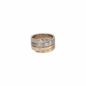 Bicolor Damenring mit Diamantbesatz