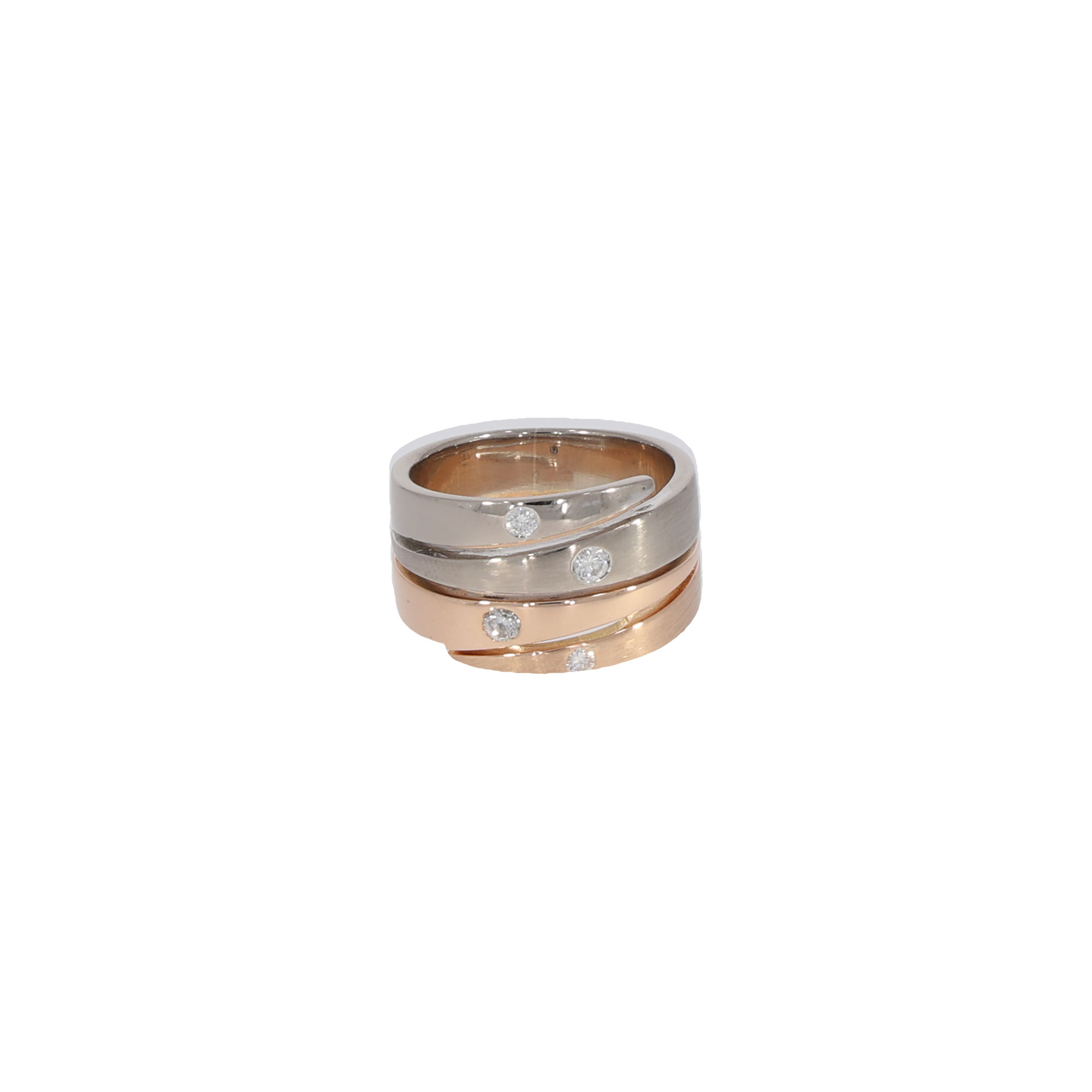 Bicolor Damenring mit Diamantbesatz