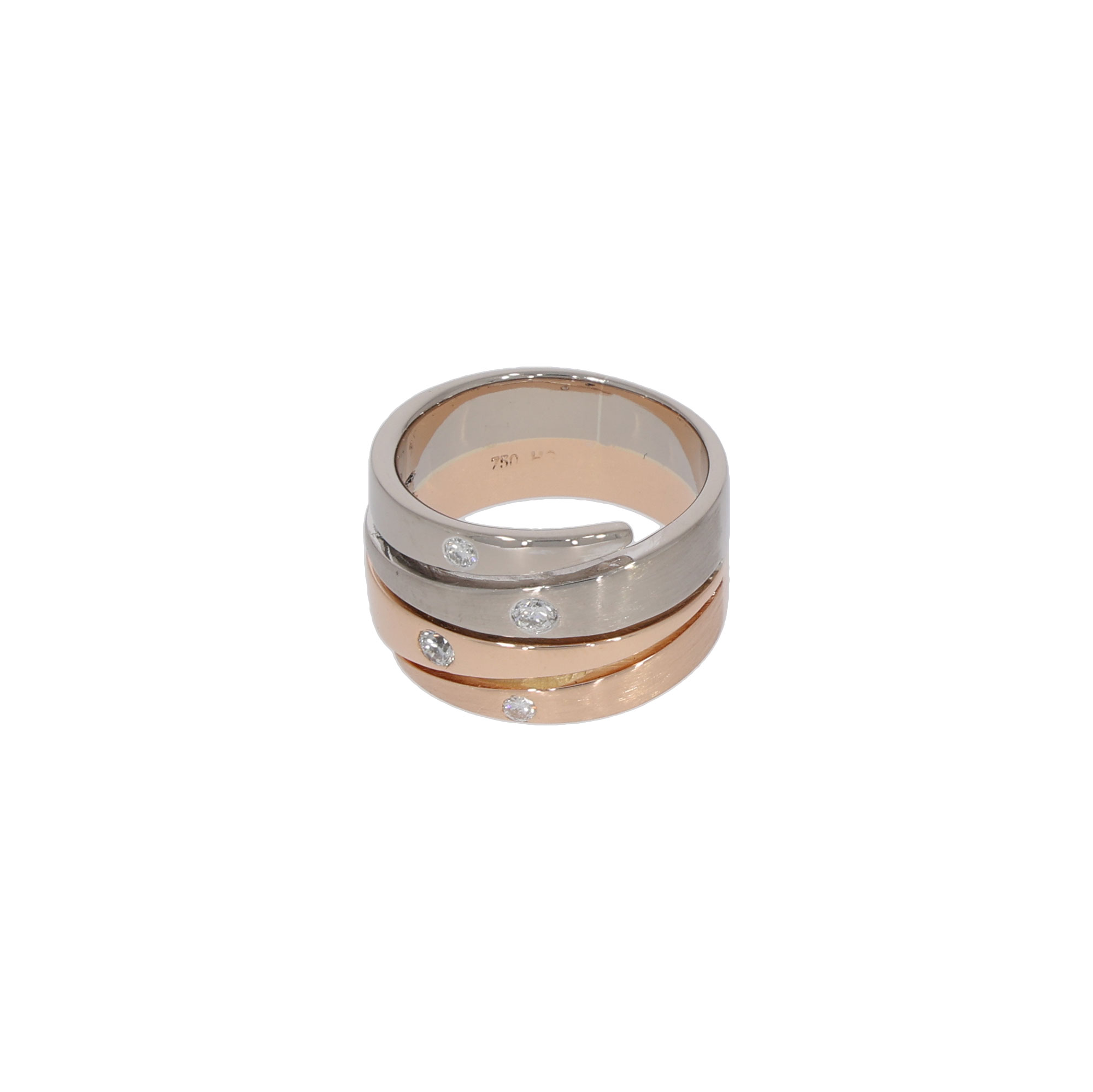 Bicolor Damenring mit Diamantbesatz