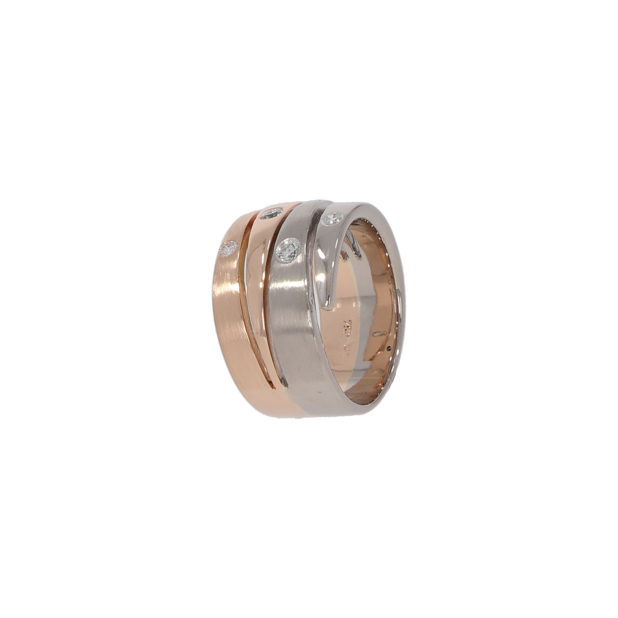 Bicolor Damenring mit Diamantbesatz