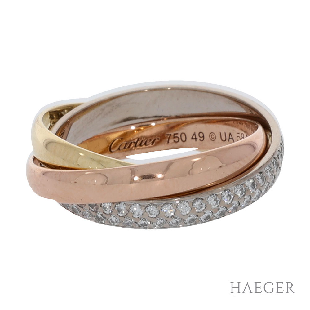 Cartier Diamant Trinity Ring Gelbgold Rosegold Weißgold 750 / 18 Kt. Gr. 49 Full Set