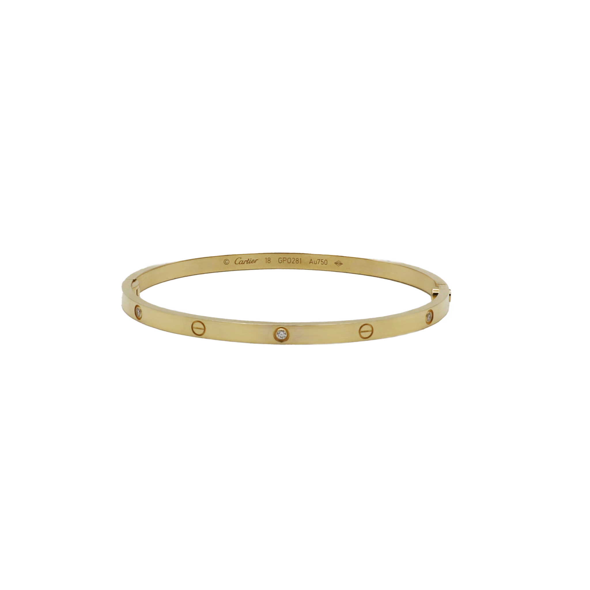 Cartier Love Armreif Gelbgold 750 / 18K mit ca. 0,15 ct Diamanten, Fullset