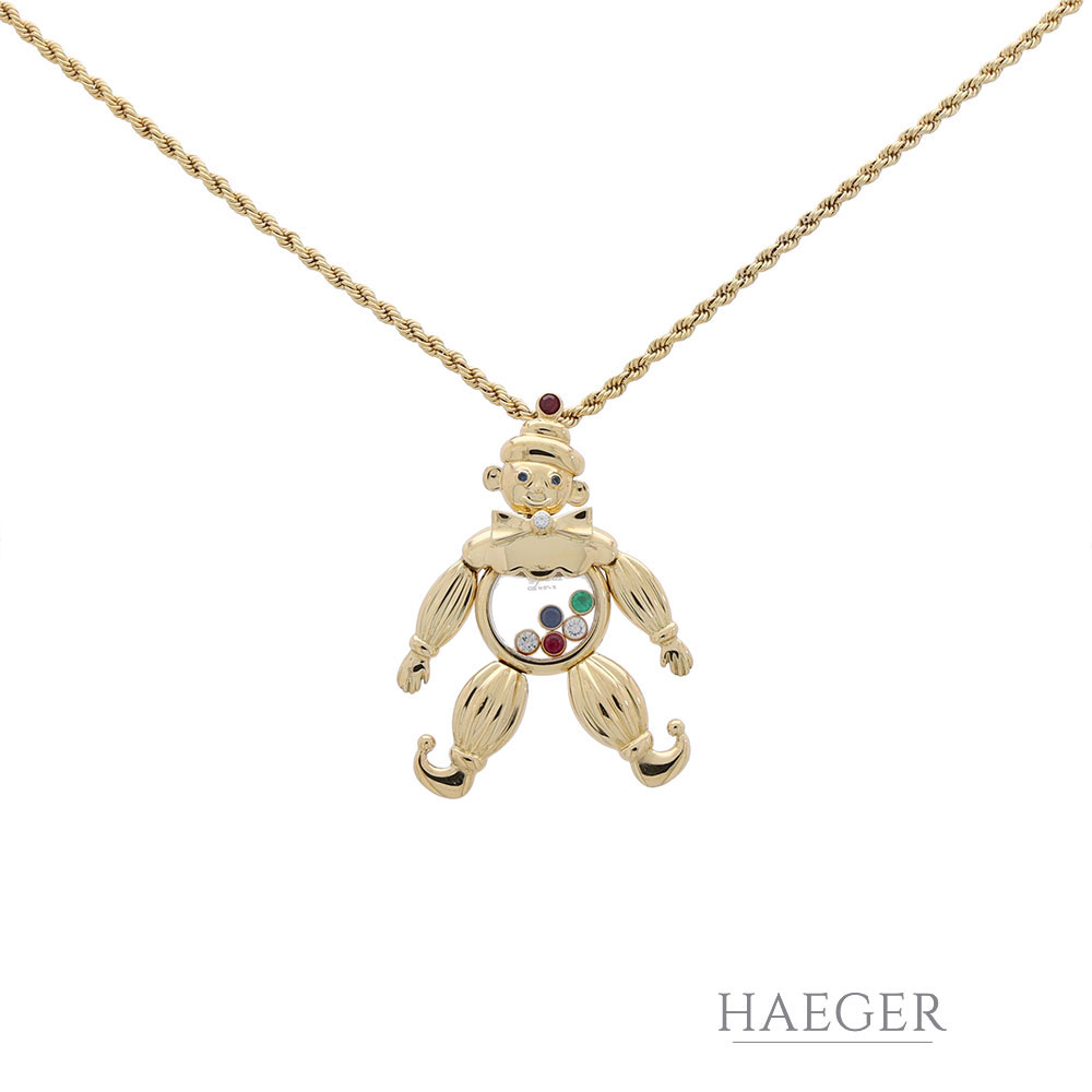 Chopard Diamant Kette Happy Diamonds Harlekin Clown Anhänger Gelbgold 750 / 18 k. 0,05ct.