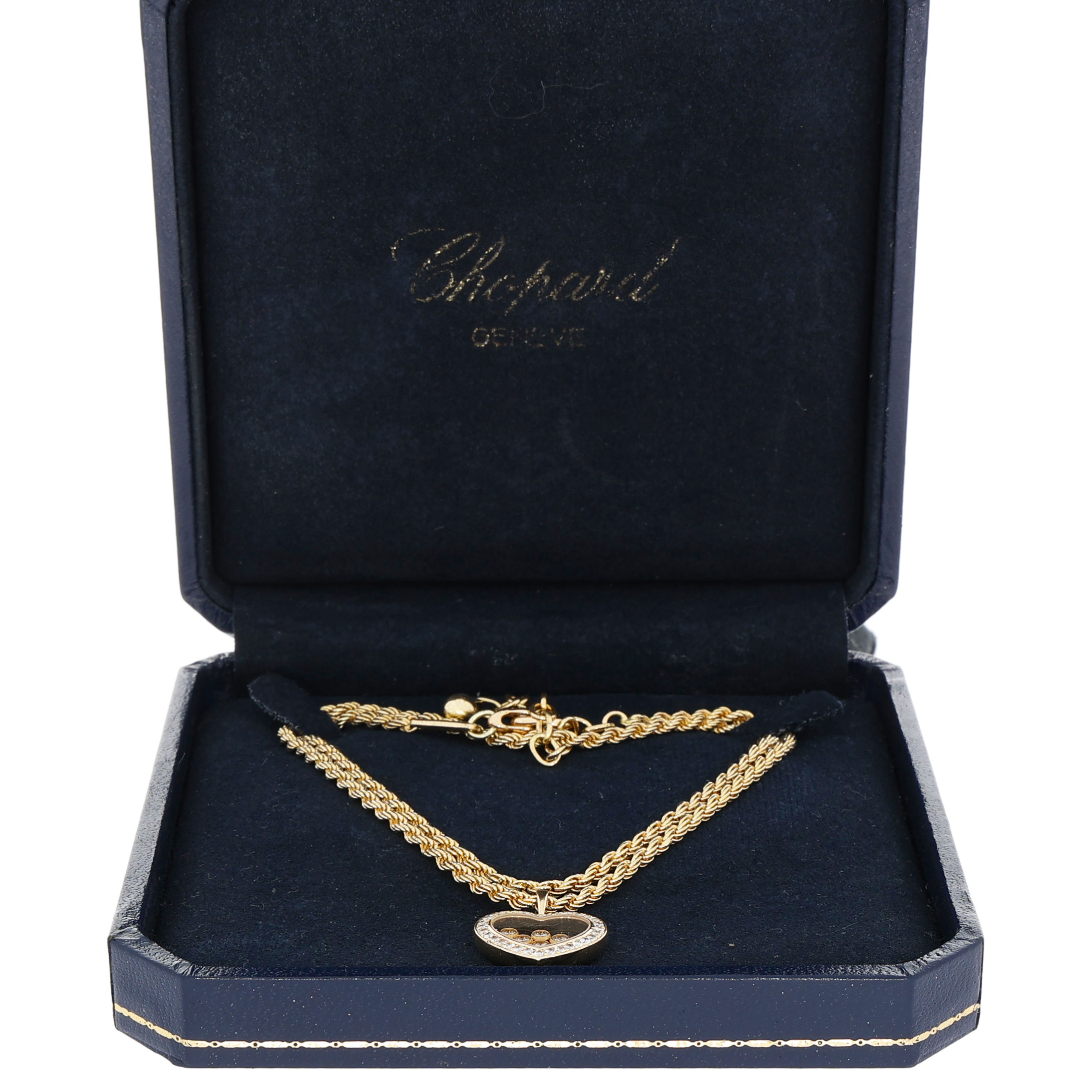 Chopard Happy Diamond Herzanhänger mit Kordelkette in 750er Gelbgold