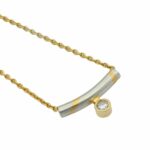 Collier Gelbgold 750 / 18K, Patin 950, mit einem Diamanten Vorschau