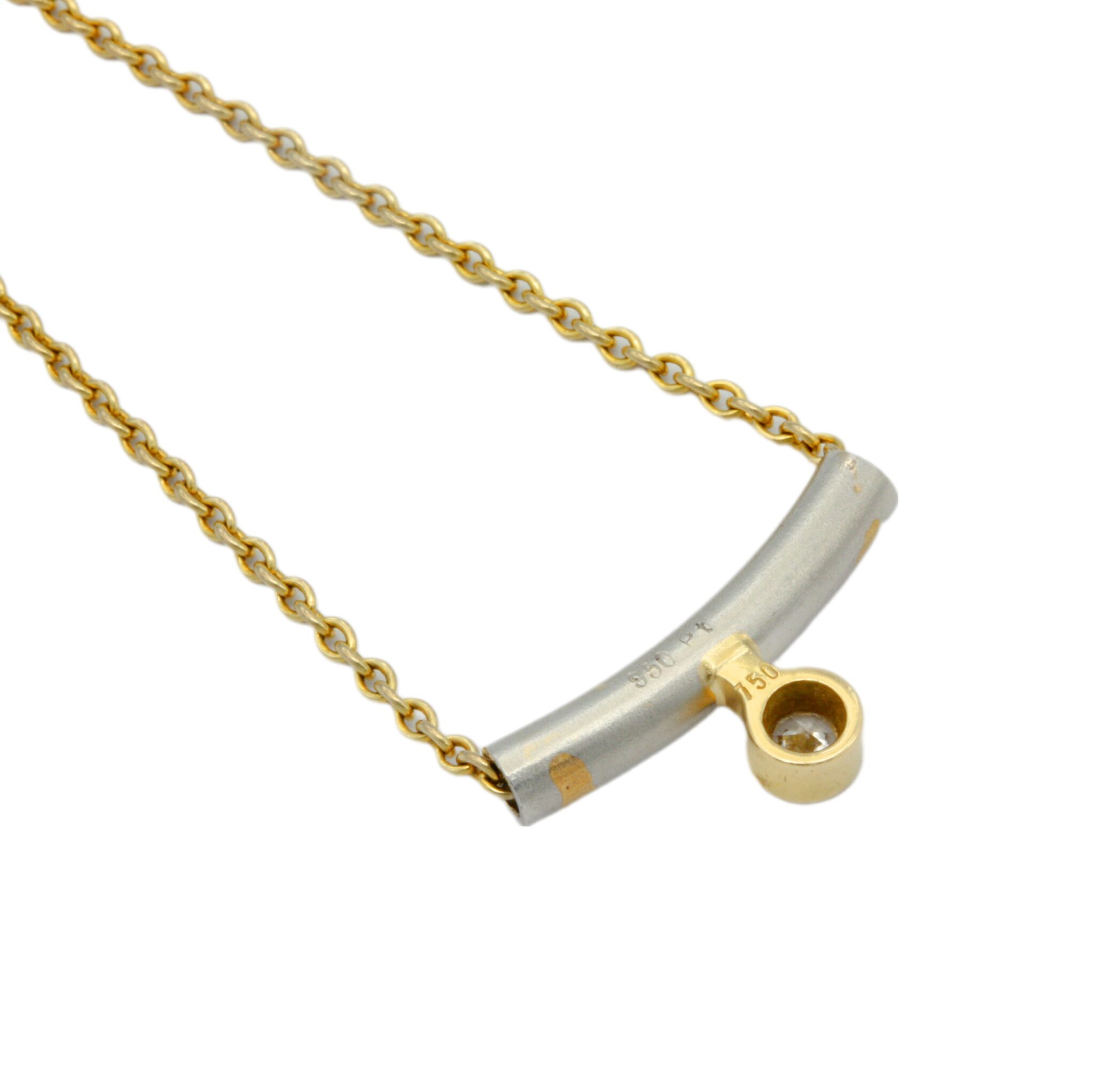 Collier Gelbgold 750 / 18K, Patin 950, mit einem Diamanten