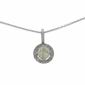 Damenkette m. Diamantanhänger Weißgold 585/14K. ca. 0,55ct Fancy Yellow