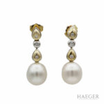 Zuchtperlen Ohrhänger in 750er Gelb- & Weissgold mit kleinen Diamanten Vorschau