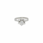 Floraler Damenring in 585er Weissgold mit Diamantbesatz Vorschau