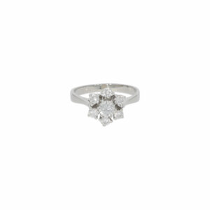 Floraler Damenring in 585er Weissgold mit Diamantbesatz