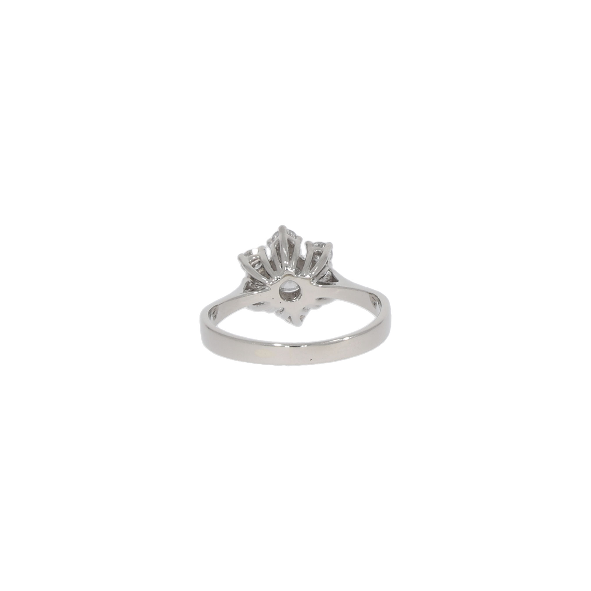 Floraler Damenring in 585er Weissgold mit Diamantbesatz
