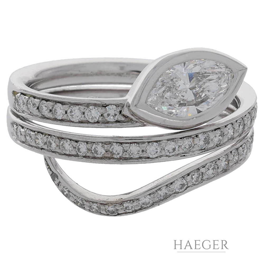 Diamant Ring Weißgold 750/18Kt. Marquise Brillant ca. 0,72 IF/F