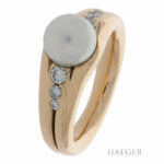 Diamant Ring Zucht Perle Gelbgold 750 / 18 Kt. ca. 0,20 ct. Vorschau