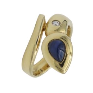 Diamant Saphir Schlangenring Gelbgold 585/14K. Gr. 55