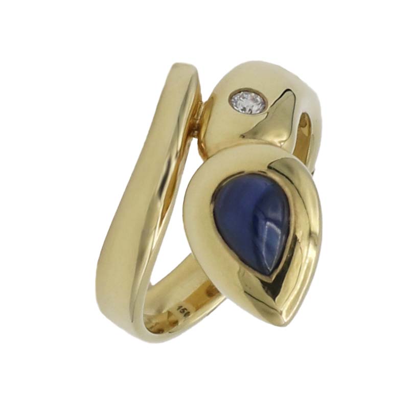 Diamant Saphir Schlangenring Gelbgold 585/14K. Gr. 55