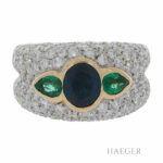 Diamant Saphir Smaragd Ring Gelbgold 1,50ct. 750 / 18K GR.54 Vorschau